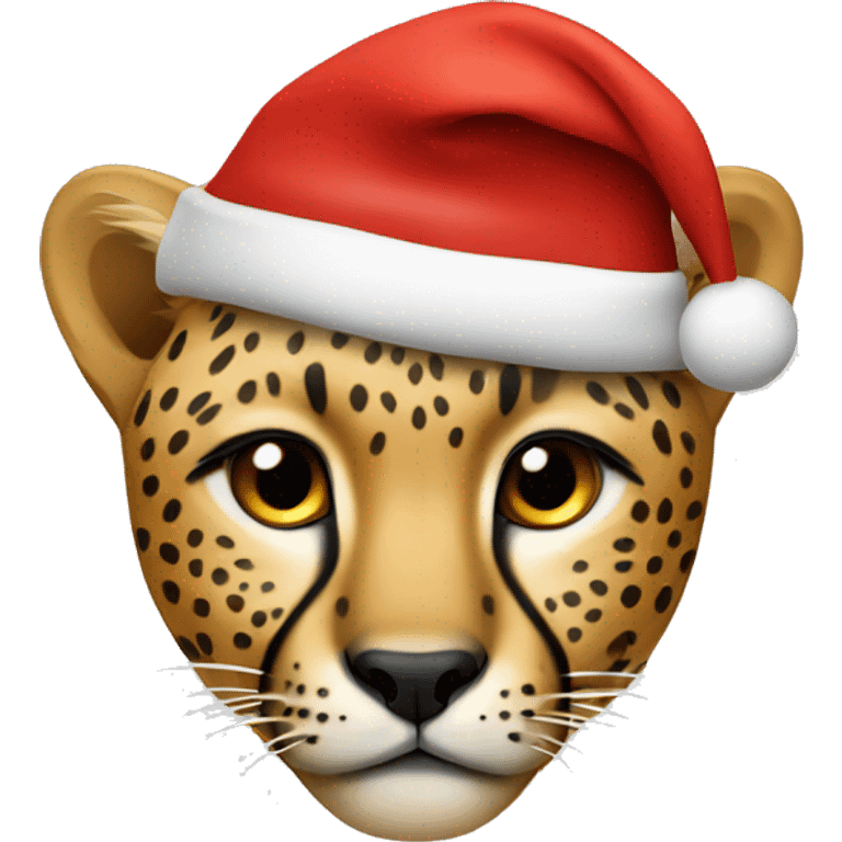 cheetah with a Santa hat emoji