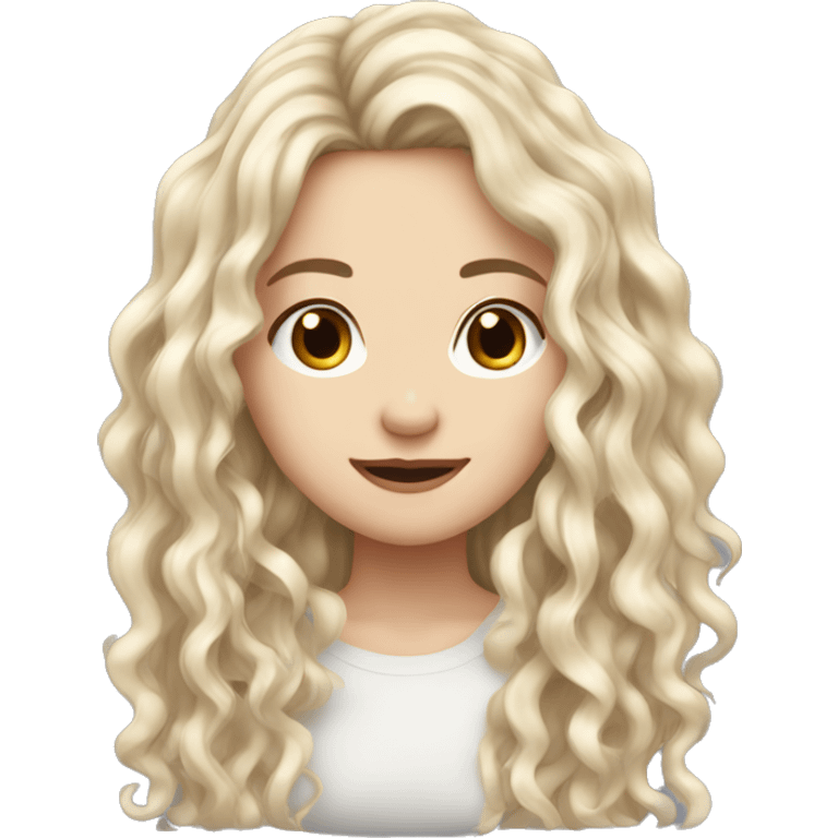 Wavy hair cute white girl long hair emoji