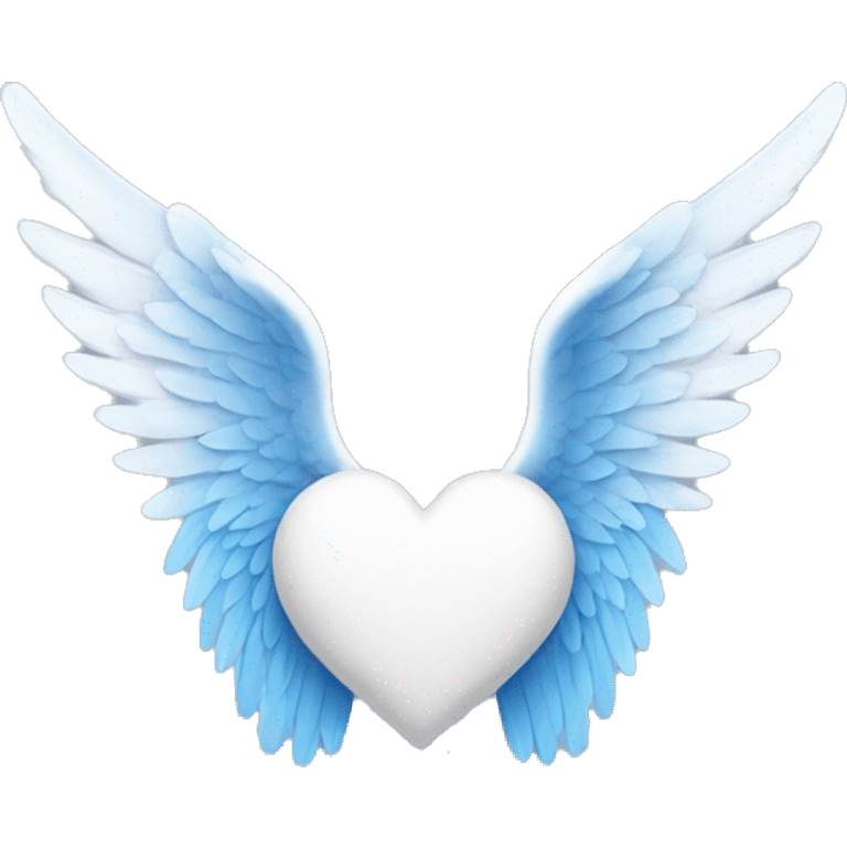 Angel wings with blue and white heart emoji