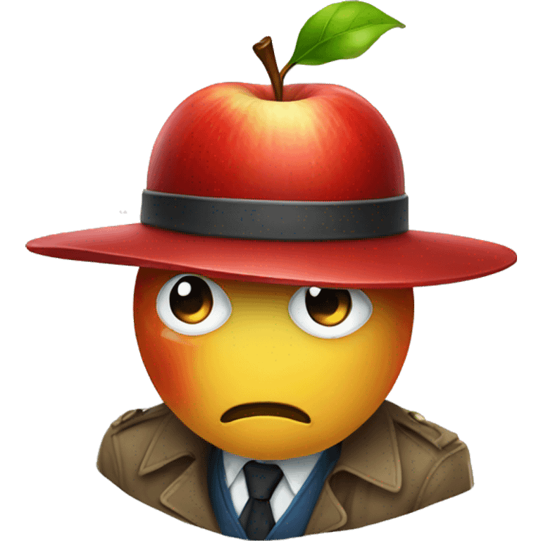 Apple with detective hat emoji