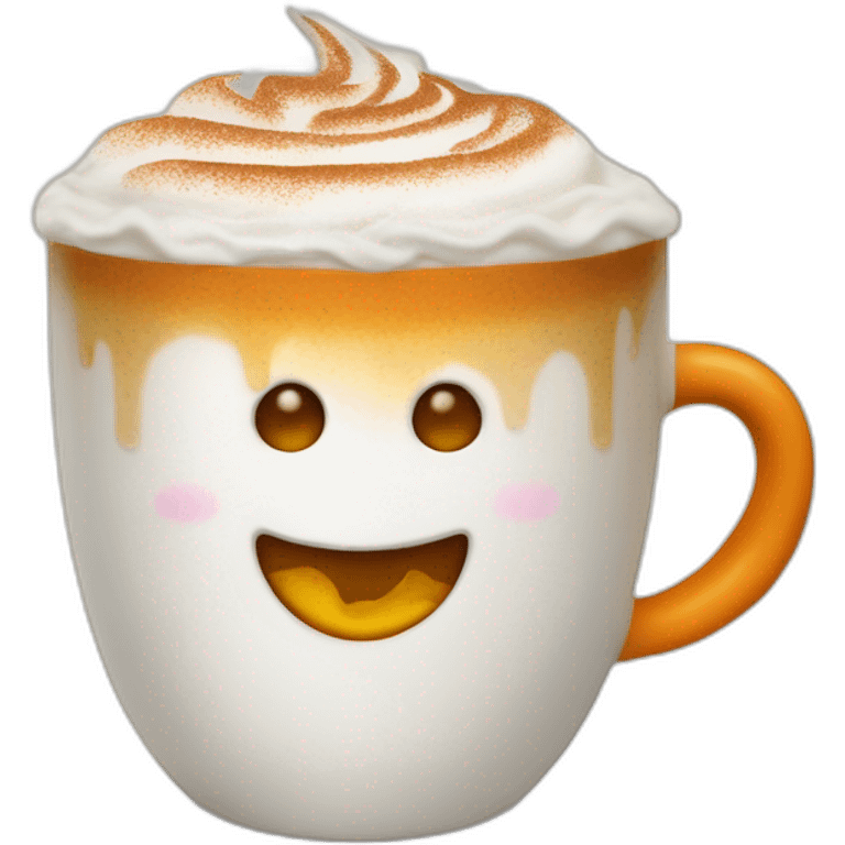 pumpkin spice latte with ghost face in the froth emoji