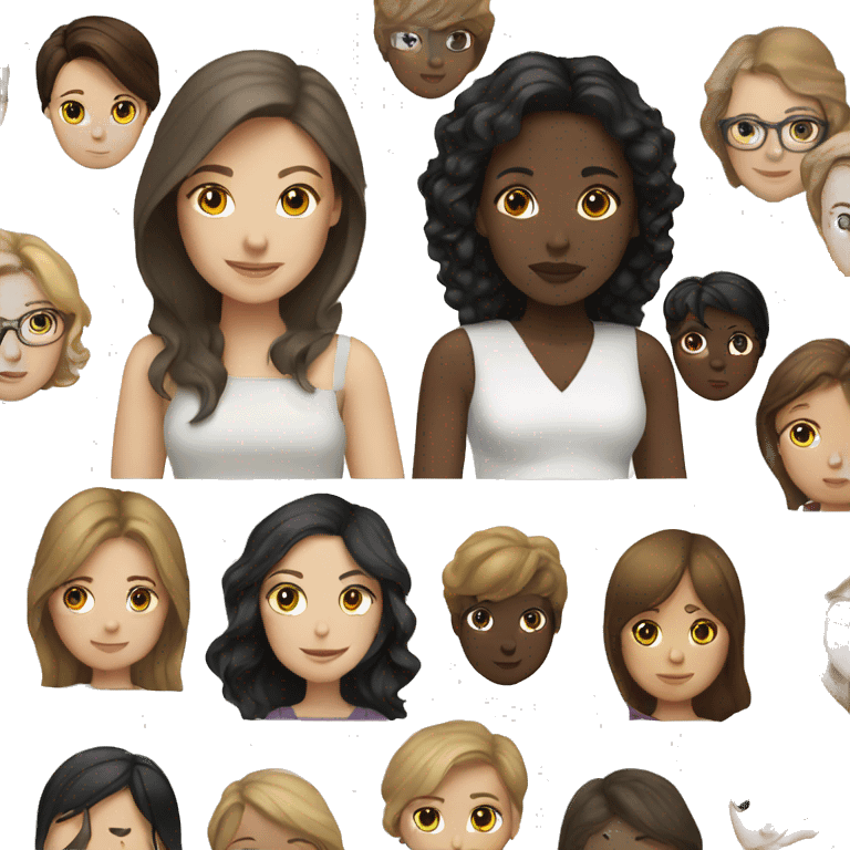 White brunette woman, black small girl  emoji