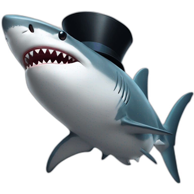 Shark with a top hat emoji