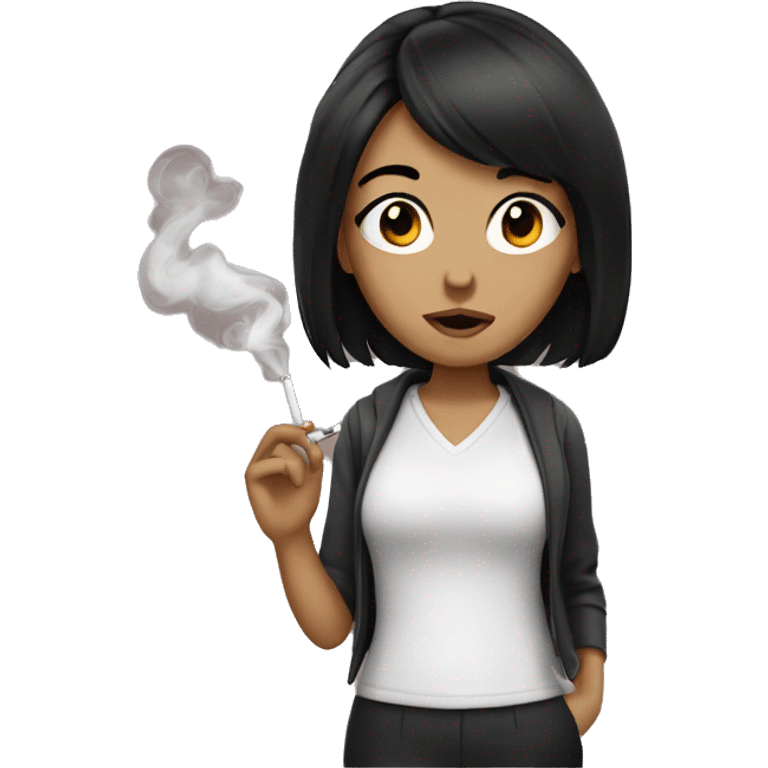 Girl with black hair smoking  emoji