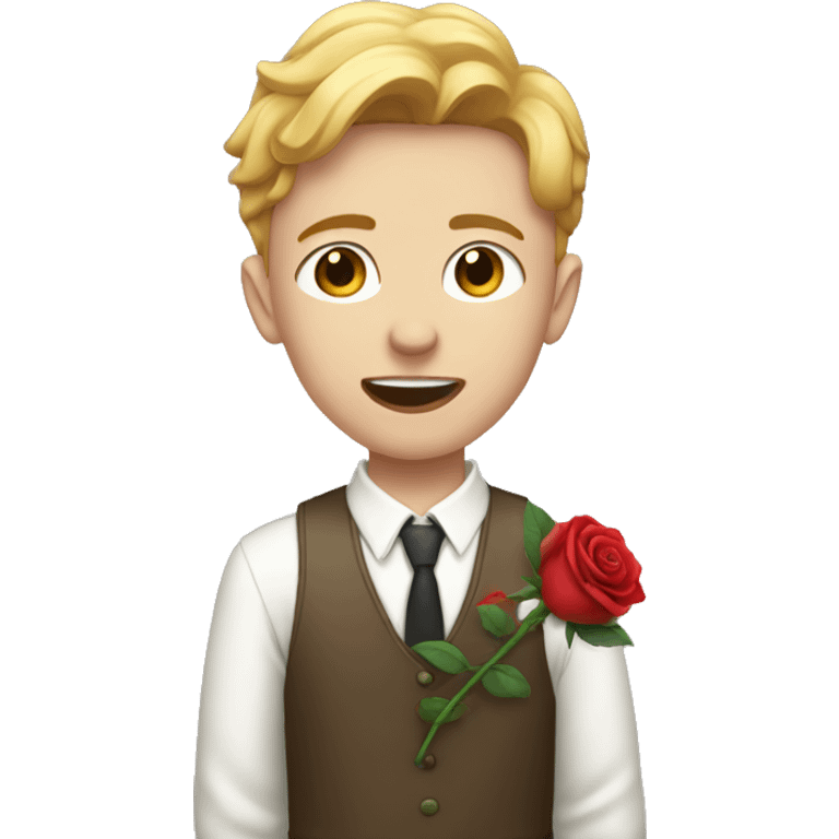 A white boy with a rose in his mouth emoji