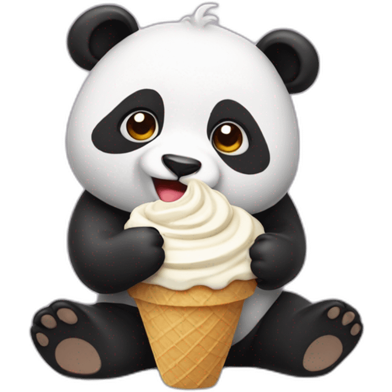 Panda eating ice cream emoji