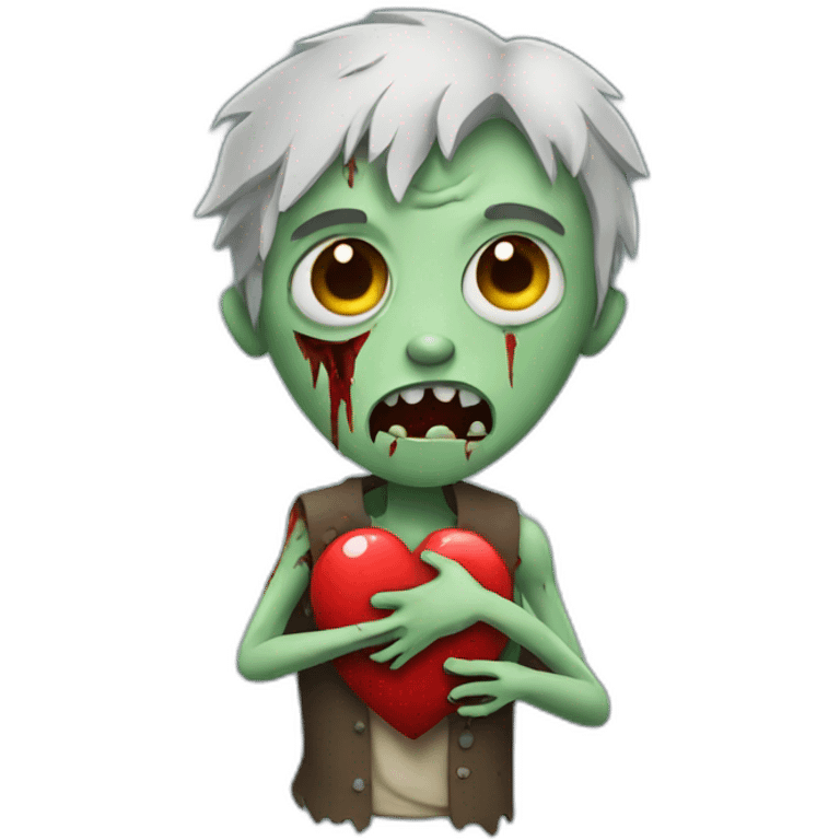 Zombie holding a heart emoji