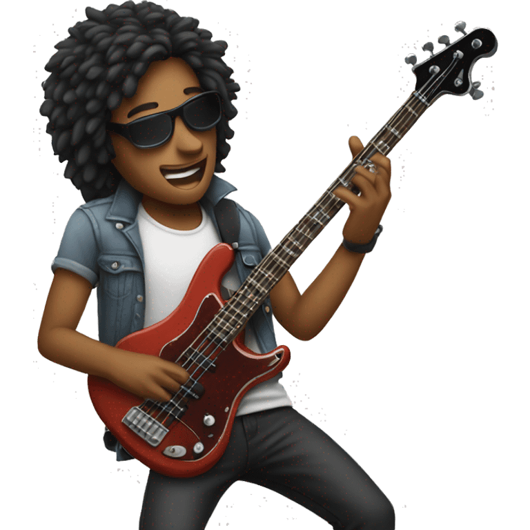 rocking out with bass guitar  emoji