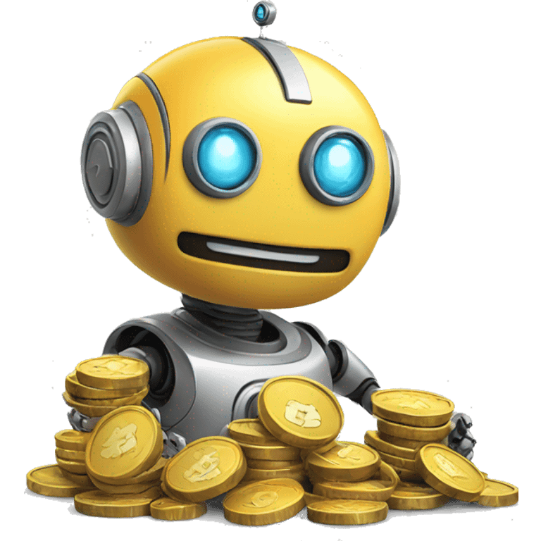 cute robot with coins emoji