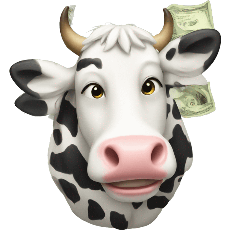 Cow with finance emoji