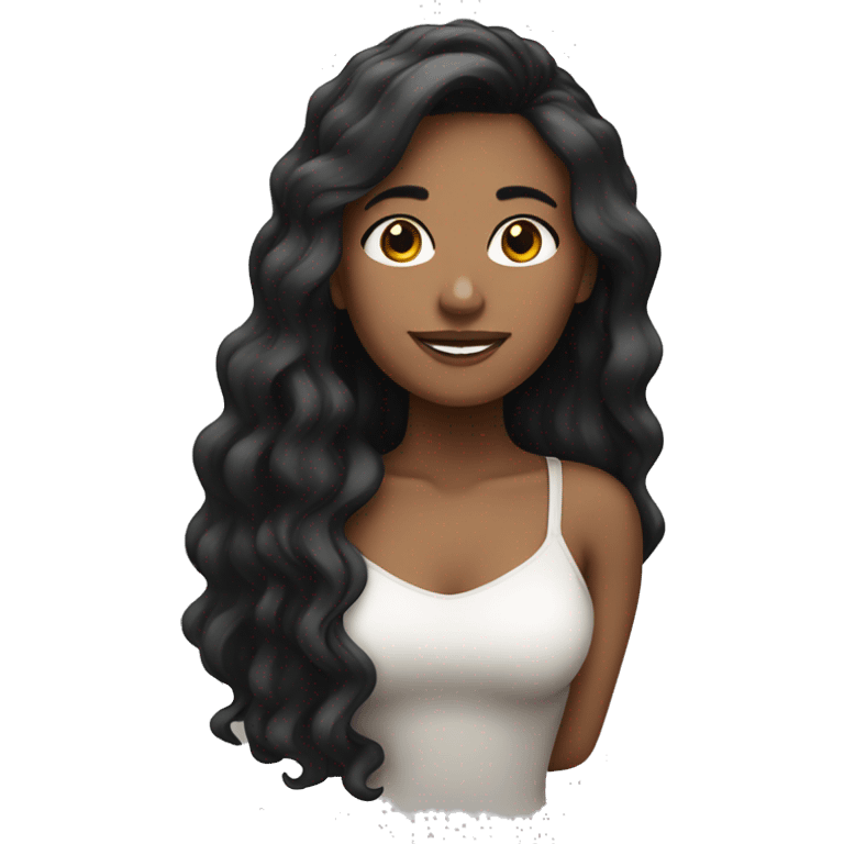 Una chica con cabello negro largo y color trigueña  emoji