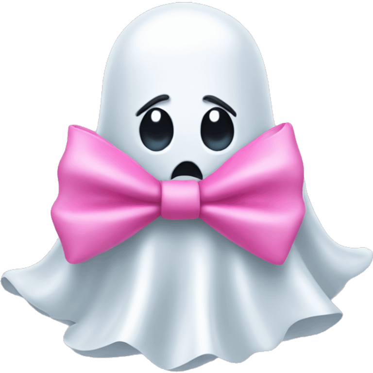 Ghost wearing a pink bow emoji