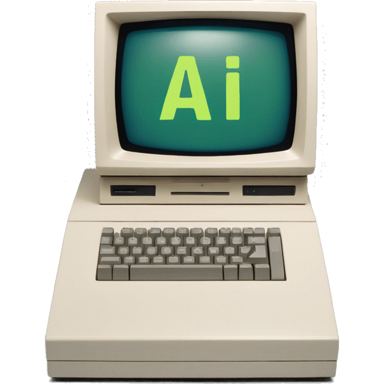 Create an emoji of the Apple Lisa computer with a text "AI running" on the screen emoji