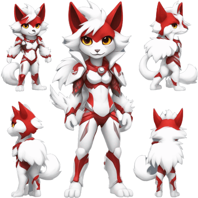 Anthro-Edgy-Cool-White-Red-Contrast-Colors-Fantasy-Fur-Sona-Chibi-Shiny-Fakémon-Hybrid full body emoji