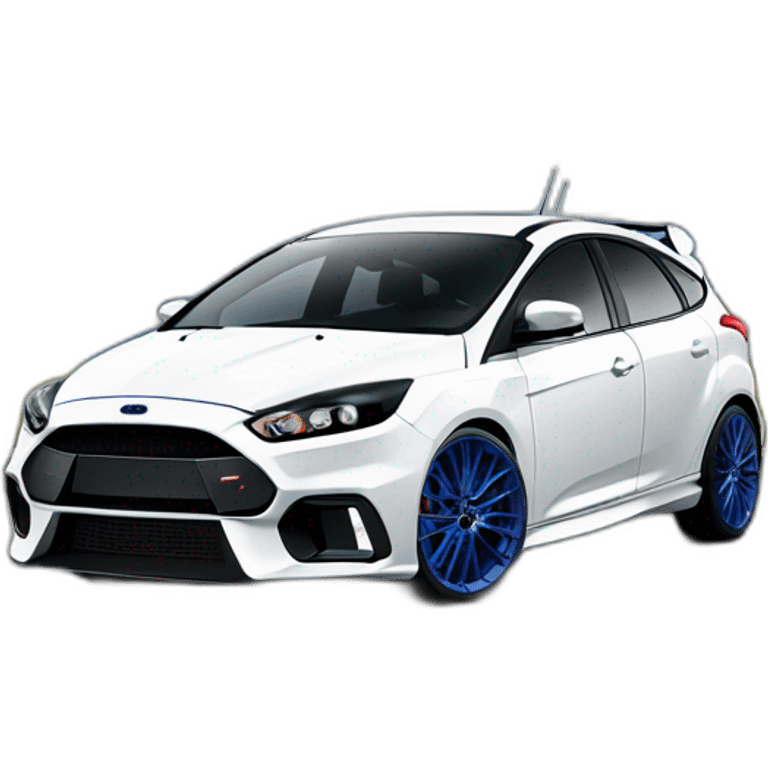 White FORD FOCUS RS with royal blue rims emoji