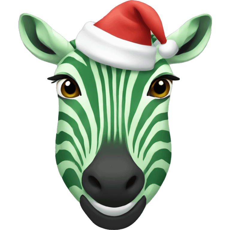 Green zebra with Santa hat  emoji