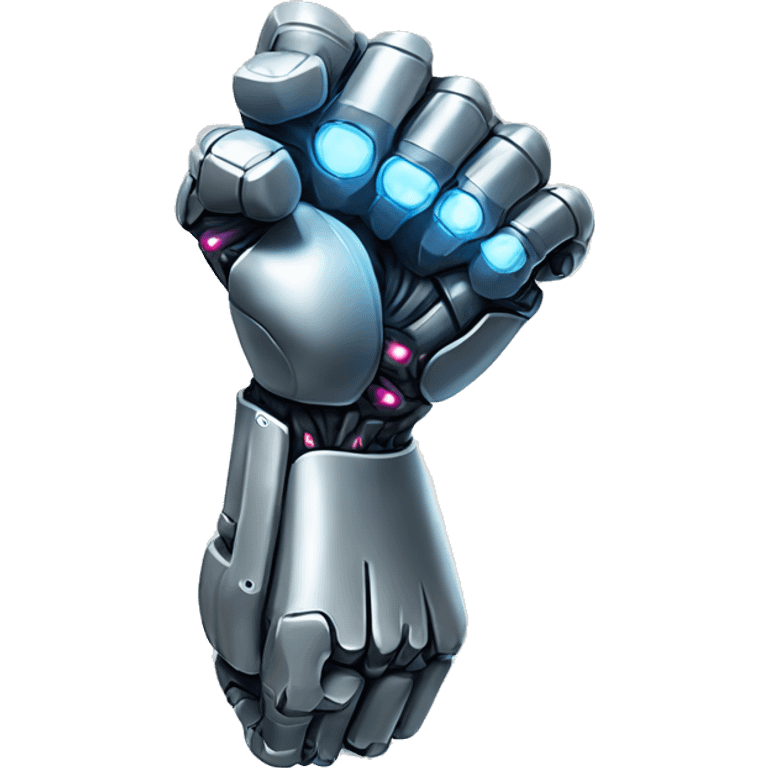 Cyborg arm and bicep with flexing shock emoji