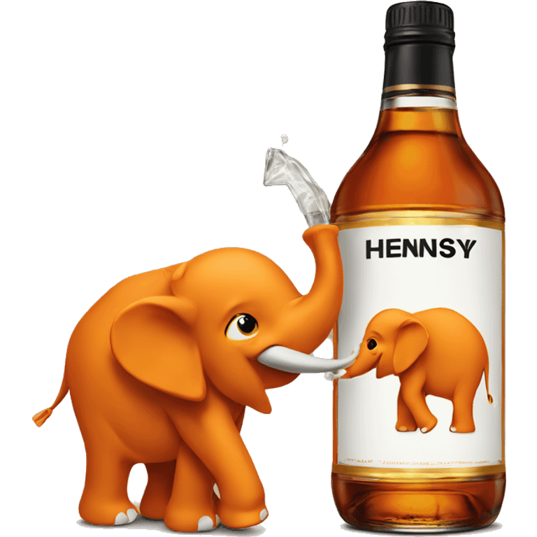 Orange elephant with Hennessy bottle emoji