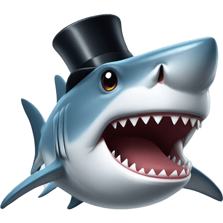 Shark with a top hat  emoji