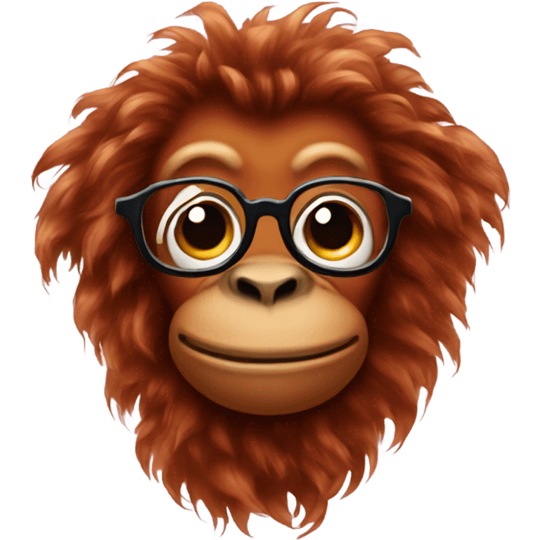 Cute orangutan with curly hair and glasses  emoji