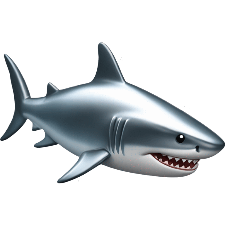 A fully chromed figurine of a shark in japaneese style. emoji