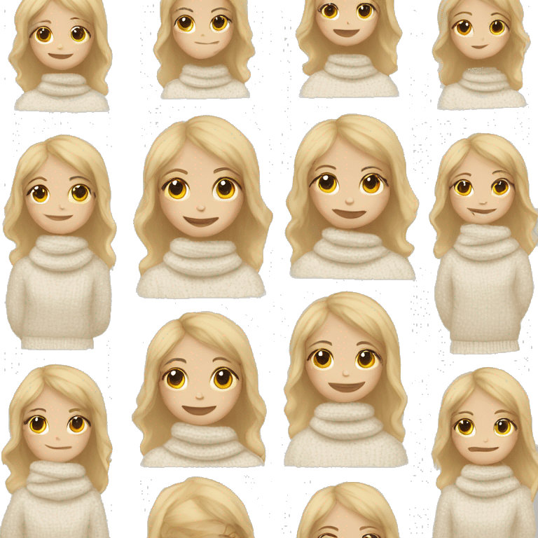 blonde girl in cozy sweater knit cream blanket emoji