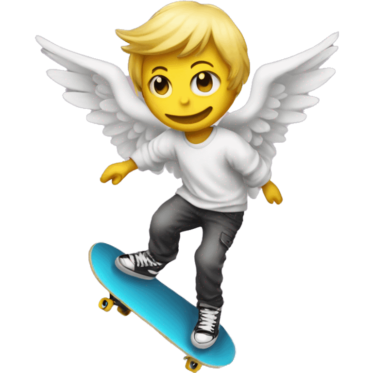 skateboard angel smiley emoji