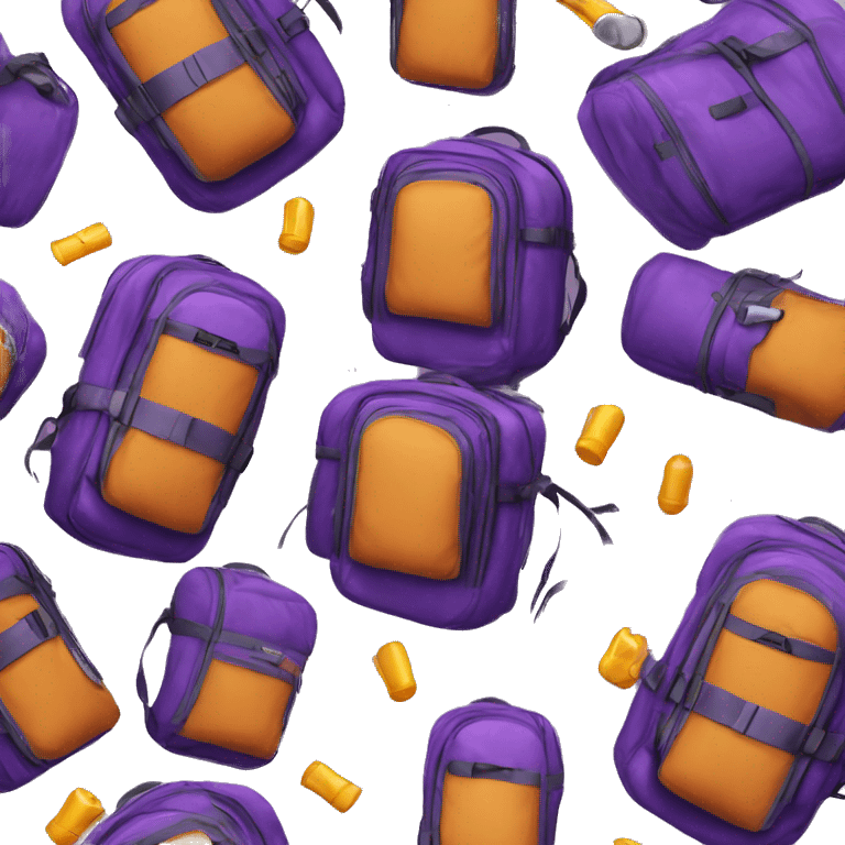 Realistic purple camping backpack isolated.  emoji