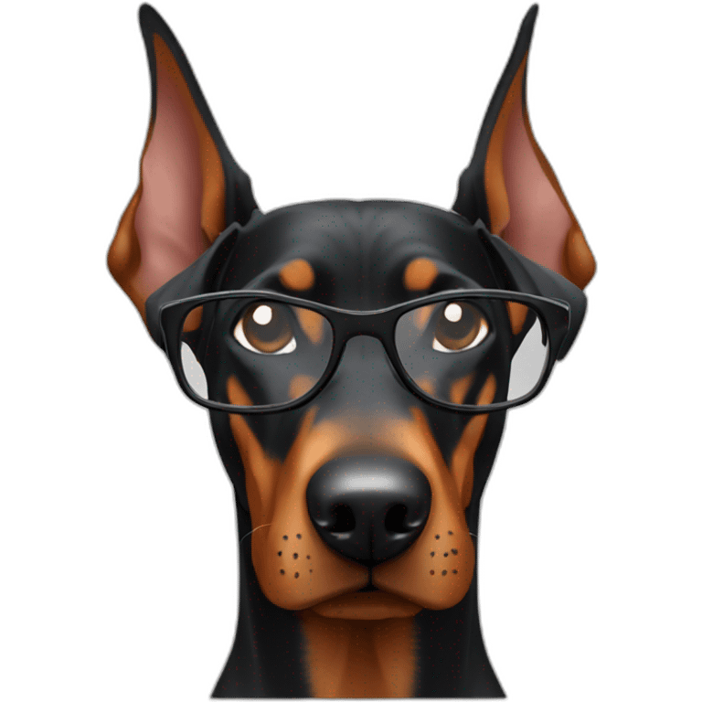 Doberman dog with glasses emoji