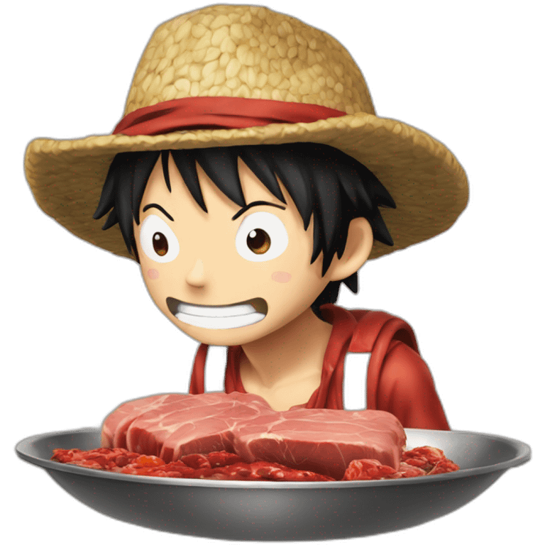 Luffy qui mange de la viande emoji