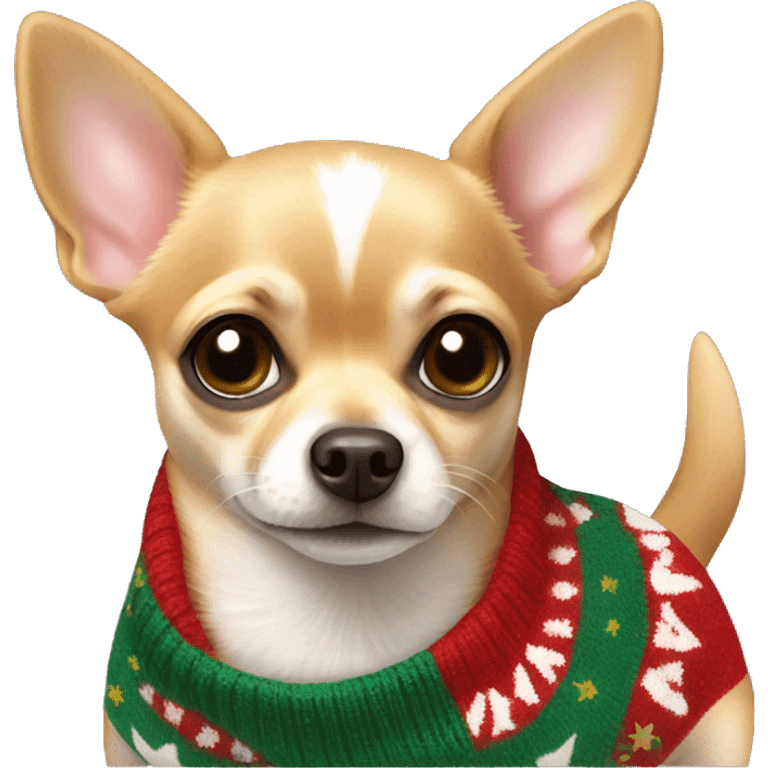 Chihuahua with Christmas sweater emoji