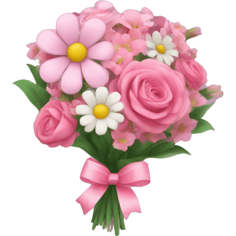 Floral bouquet with pink bow emoji