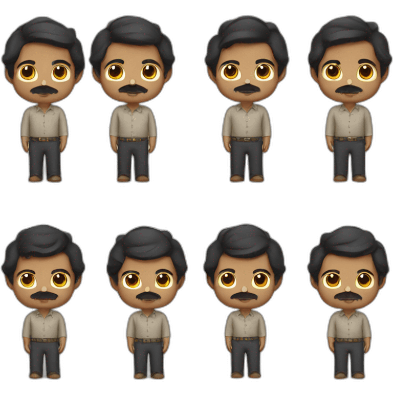 Boy with black thin hair and mustache and Indian brown face with professional dress  emoji