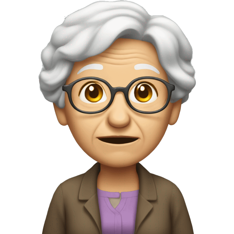 old woman holding her back emoji