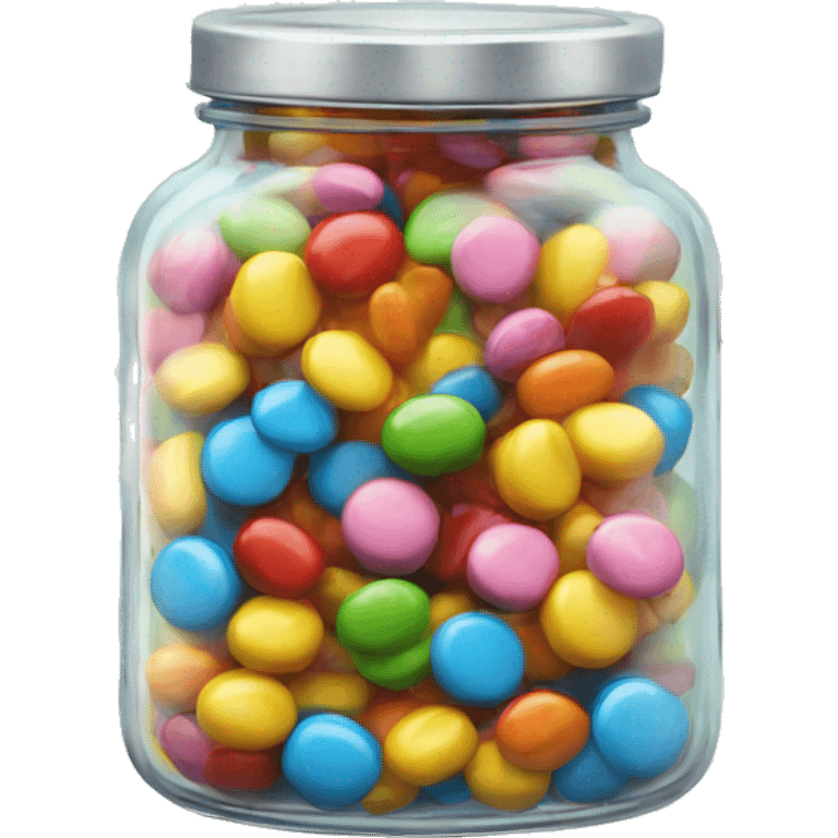 Realistic glass jar full of coloful candy inside of it. emoji