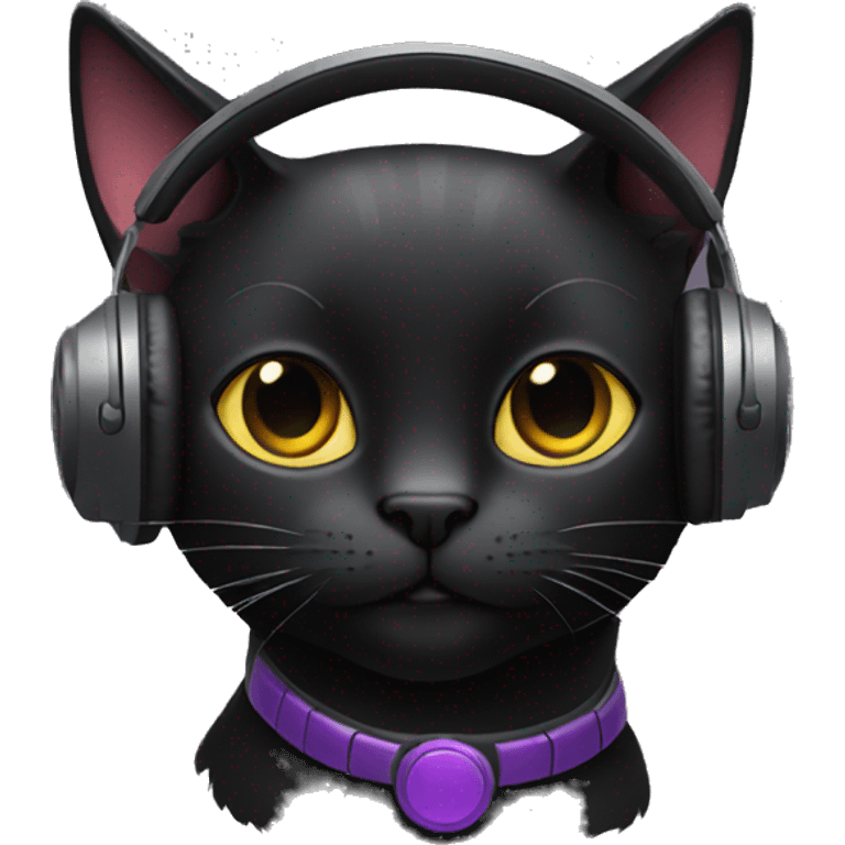 black cat wearing headphones  emoji