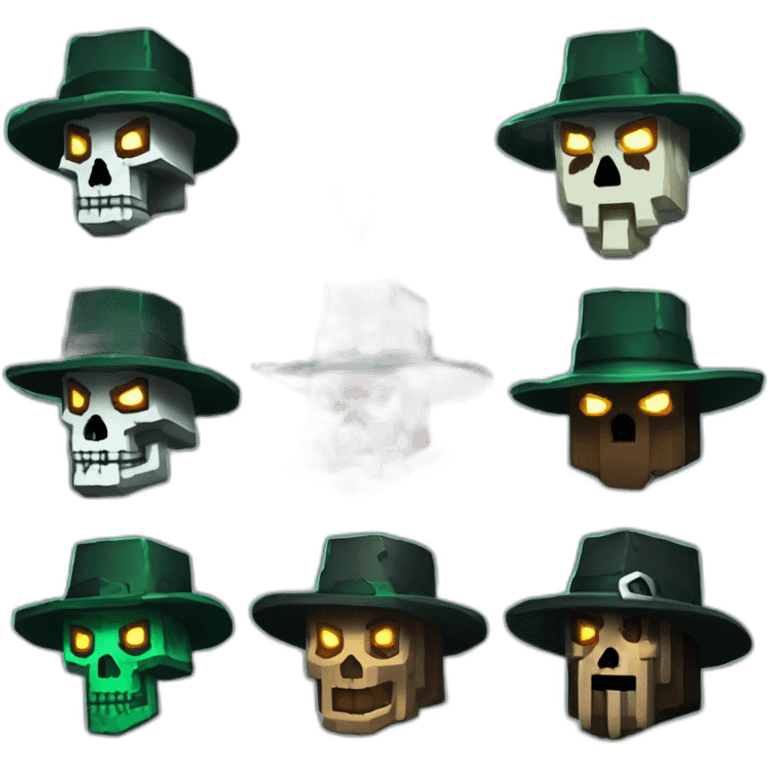 Pixel Minecraft Fedora Halloween Witcher Skeleton Diamond Obsidian Emerald Flame Shiny Glow Reward Legendary Unique Epic Mystery emoji