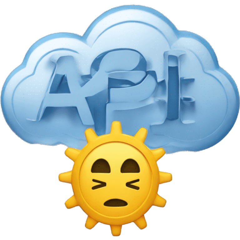 A cloud that has the letters "API" in it, with gears coming from the cloud. emoji