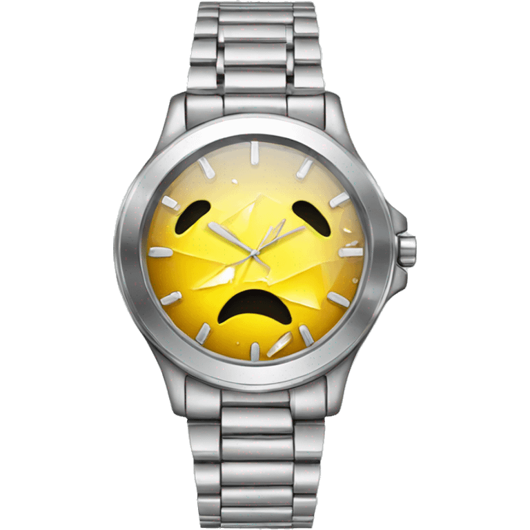 broken glass, silver wristwatch emoji