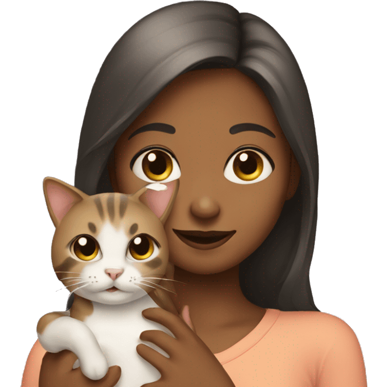 Girl holding a cat emoji