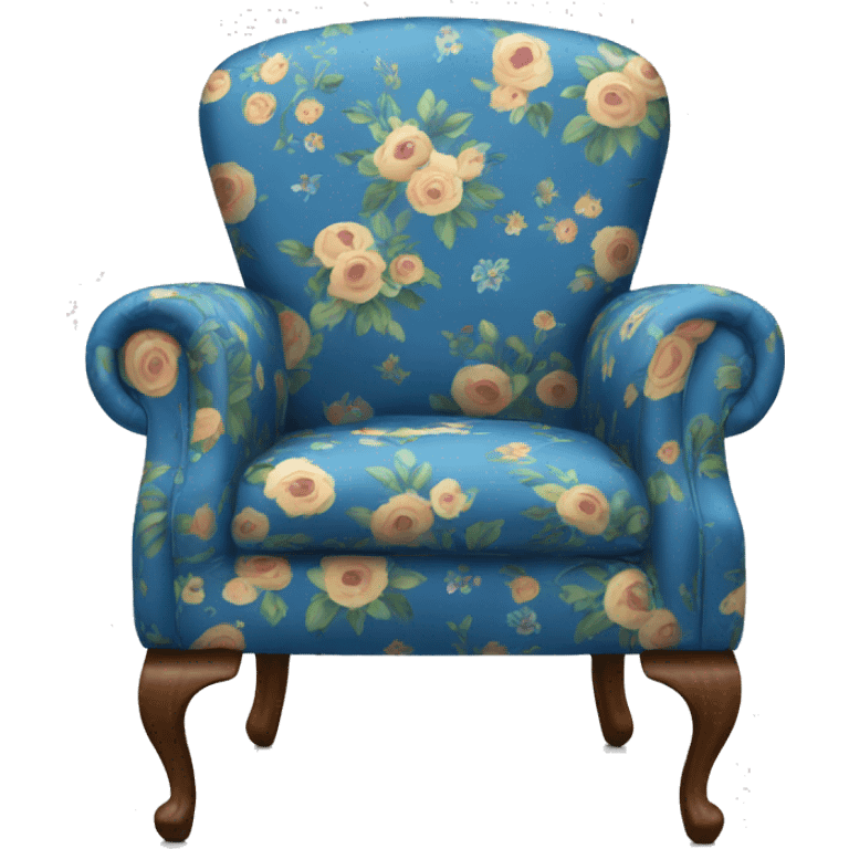 Arm chair with blue floral fabric emoji