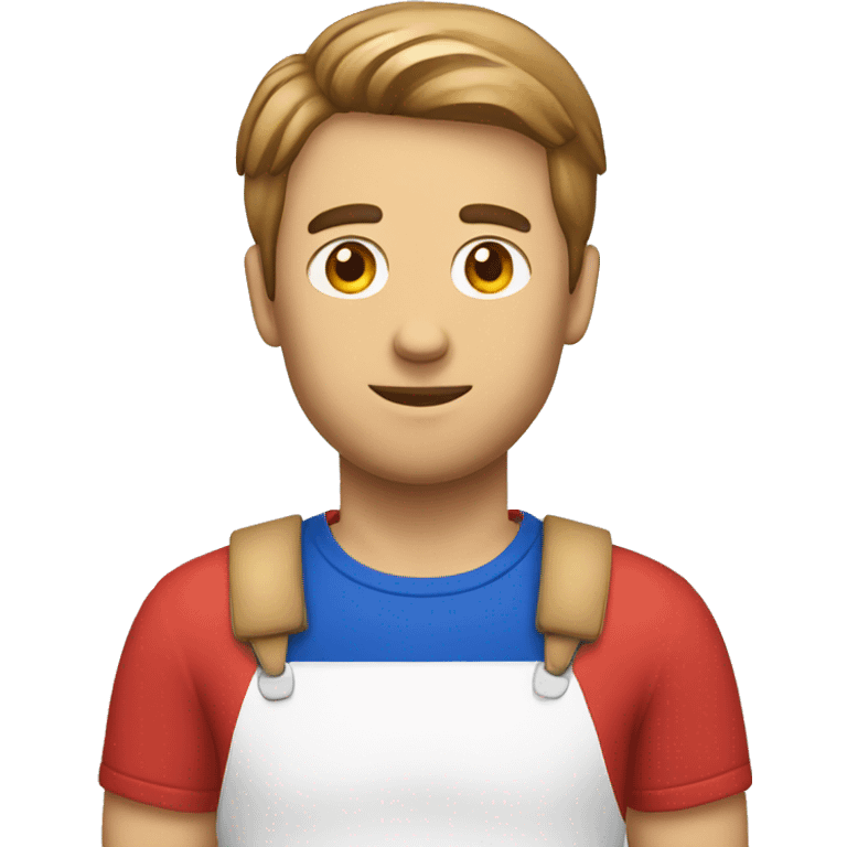 A French man with a baguette and blue white red tshirt emoji