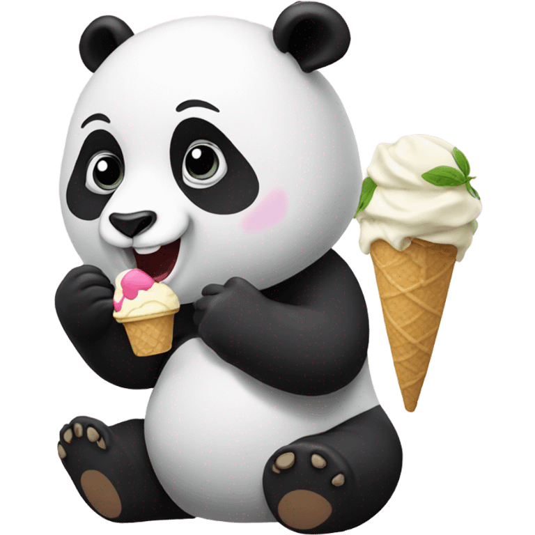 Panda eating ice cream emoji