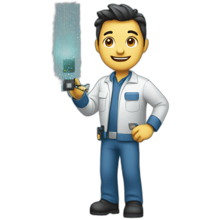 telecom technician and with a fibre optic in one hand emoji