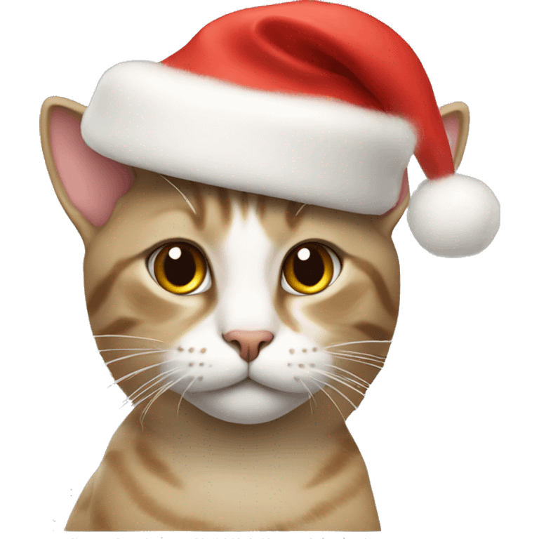 Cat wearing a Christmas hat emoji