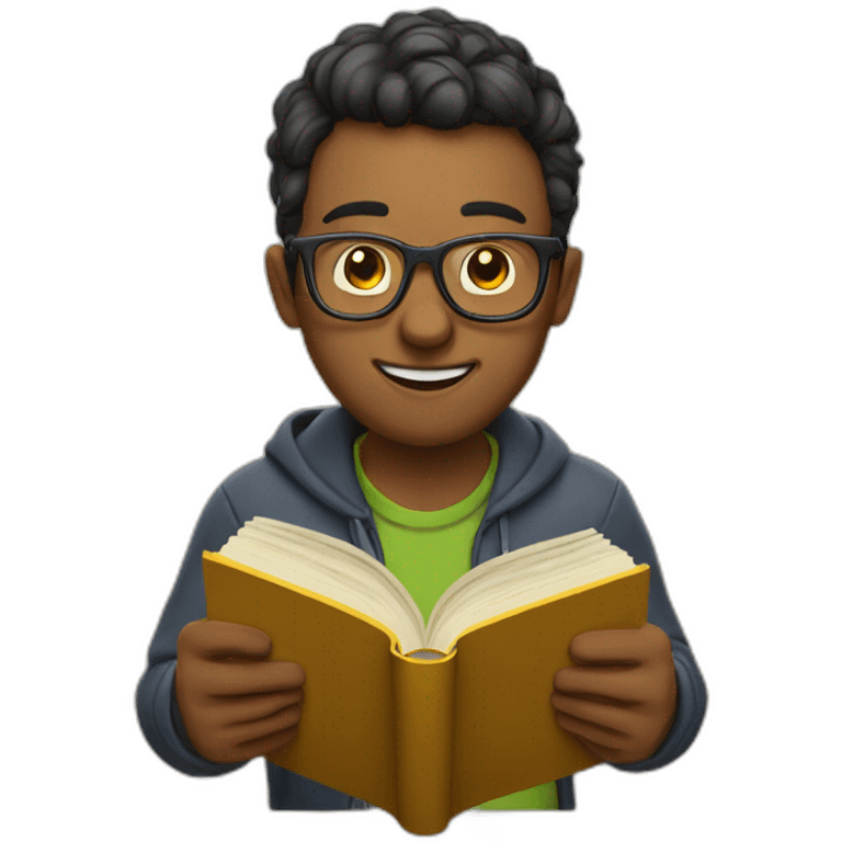 nerd reading a book  emoji