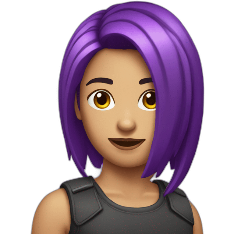 Chica pelo corto morado mullet emoji