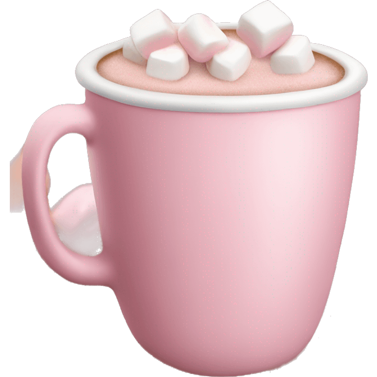 Aesthetic hot chocolate in light pink cup marshmallow  emoji