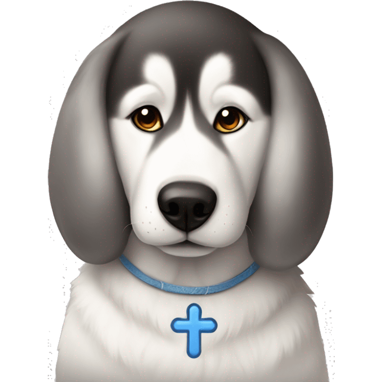 Husky with a Saint lab￼ emoji