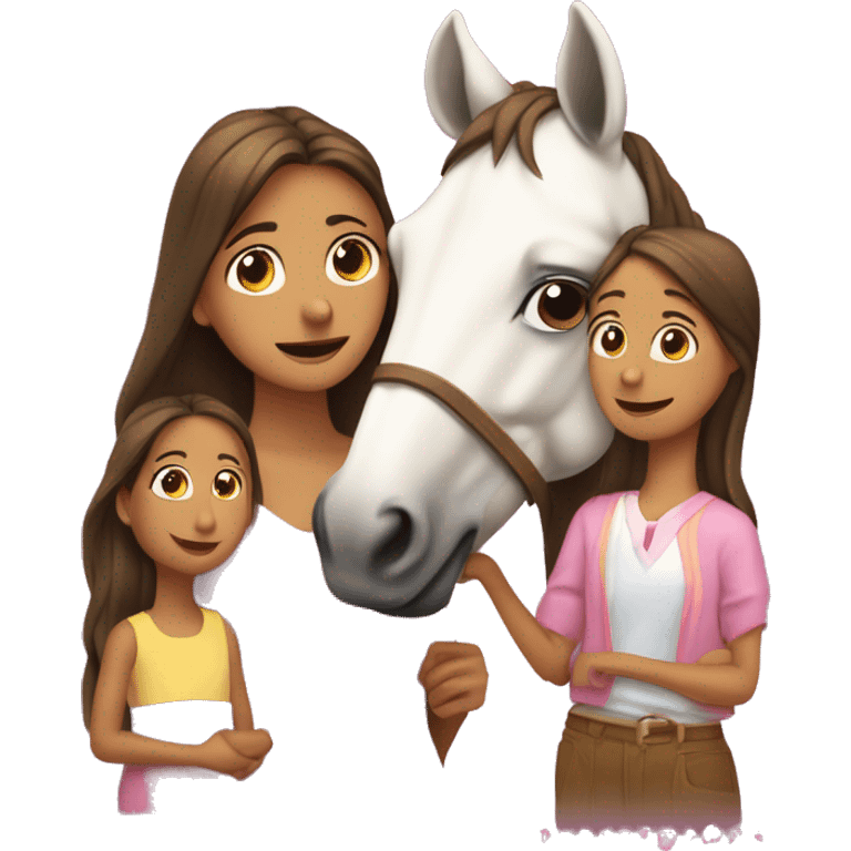 Mare con dos hijas Y arriba de ellas un corazón  emoji